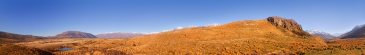 Mount Sunday (otherwise known as Edoras in the Lord of the Rings films) and the Rangitata Valley, New Zealand