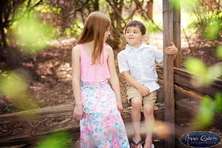 Look for the rustic forested fences at the back of the park, but be careful sitting on them!