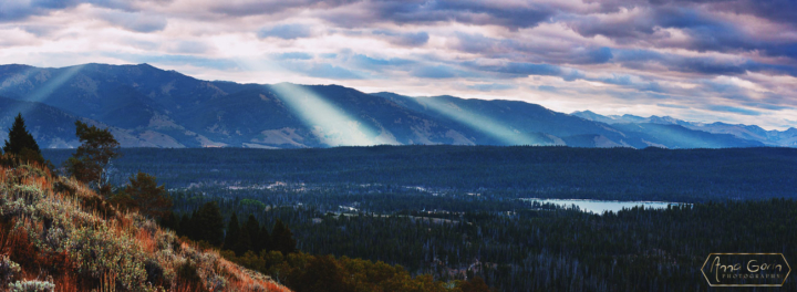 Light rays over Redfish Lake, Stanley, Idaho